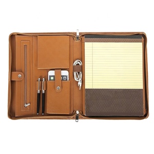 Executive-soporte para ordenador personal con cremallera, organizador de documentos, carpeta de archivos de cuero - Product Image 1