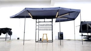 Auvent de voiture XL 270 degrés à double poteau, semi-éclairé par LED, en Oxford 600D et PVC 1000G, avec pied réglable en forme de pignon de prune, 2M 2.5M, 8 couleurs, OEM, imperméable - Product Image 4