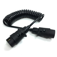 Câble spiralé 12V en PU avec borne en laiton pour harnais de câblage de caravane, camping-car, camion de remorquage, connecteur de remorque standard européen