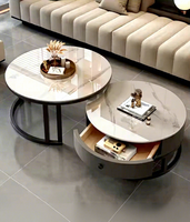 Table d'appoint moderne et luxueuse, accessible aux petits appartements, en ardoise et MDF, avec service à thé et café inclus, pour une utilisation en chambre à coucher