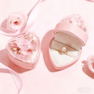 Wholesale High Quality Plastic Lover <b>Gift</b> <b>Box</b> Custom Size Velvet Lining Heart Necklace Jewelry <b>Box</b> Luxury Rose Buckle Closure - Product Image 4
