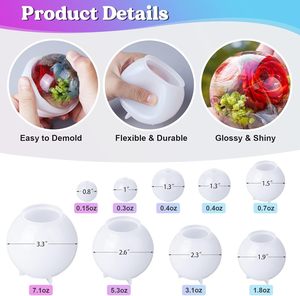 Nhựa <span class=keywords><strong>Epoxy</strong></span> Đúc thủ công khuôn mẫu cho quả cầu pha lê Silicone Nhựa khuôn mẫu cho hoa bảo quản - Product Image 3