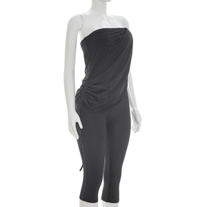 Viviblook D26JP142 Mono de una pieza para mujer, sexy, sin tirantes, con cordón ajustable, de color liso, estilo bodycon, para verano - Product Image 4