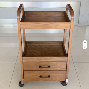 2026 Sober Durable Beauty Salon Furniture Solid Wood Beauty Tool <b>Cart</b> With Double <b>Drawers</b> - Product Image 3