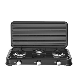 Estufa de <span class=keywords><strong>gas</strong></span> portátil de tres quemadores para camping y cocina doméstica, con cubierta para instalación en mesa - Product Image 5