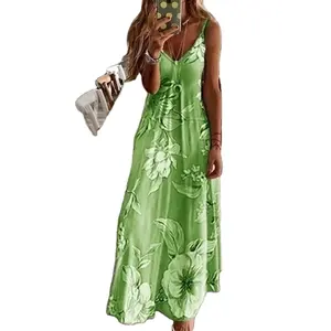 Платье на бретельках 2024 летнее Бохо без рукавов с открытой спиной модное Повседневное платье с цветочным узором женские сарафаны вечерние платья