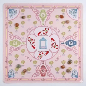 Style preppy, Gingham, Ginger Jar, Porcelaine bleue et blanche, à pois, Antidérapant, Réduction du bruit, Tapis de mahjong, BAMA MAHJ - Product Image 6