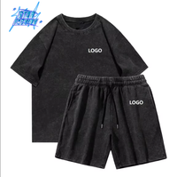 Ensemble jogging deux pièces pour homme, t-shirt et short en coton décontracté d'été avec logo personnalisé imprimé, taille oversize