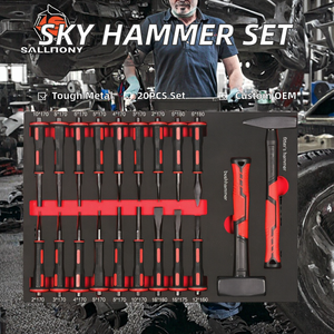 Conjunto Profissional SKY HAMMER OEM de 20 Peças: Martelo e Ferramentas Manuais de Metal e Pedra com Cinzel Cônico para Reparo Automotivo em Espuma EVA - Product Image 2