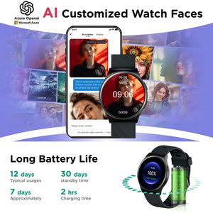 Benio ai 1.43 \ "AMOLED AOD thông minh xem câu trả lời/thực hiện cuộc gọi chức năng IP68 không thấm nước tập thể dục Tracker 24/7 trái tim điều khiển cảm ứng sử dụng - Product Image 5