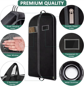 Robuste anti-poussière longues robes vêtement sac costume couverture stockage voyage sac suspendu vêtement sac pour le stockage - Product Image 2