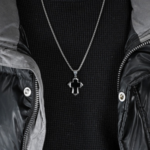 Cross <b>Titanium</b> Steel Necklace Stainless Steel Pendant Unisex Hip Hop Punk Rock Fashion Jewelry - Product Image 2