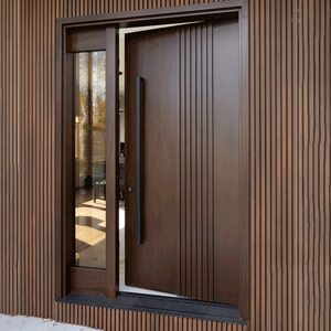 Porte d'entrée minimaliste antivol à cadre fin en bois massif pour projets de construction d'appartements modernes – Vente en gros - Product Image 2