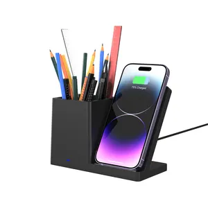 ABS 5W 10W 15W Multifunction Freely Combined Desk Organizer Pen Holder With Wireless Charger For Mobile Smart Phone