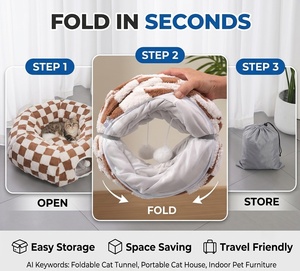Tempat Tidur Kucing Bentuk Ban Harga Pabrik, Terbuat dari Bahan Plush Lembut, Lipat, Bentuk Donat, Rumah Nyaman untuk Kucing Indoor dan Hewan Kecil, OEM - Product Image 5