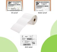 Etiqueta de transferencia térmica directa personalizada, etiqueta de papel sintético autoadhesiva de 4x3 "con línea perforada para envío, embalaje, código de barras
