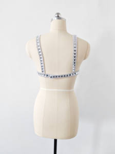 A10314 Migugarment Nuovo Bikini Estivo di Design con Perline Luccicanti, Stili con Fiocchi in Strass <span class=keywords><strong>Argento</strong></span> e Diamanti, <span class=keywords><strong>Reggiseno</strong></span> Sexy a Fascia per Signore - Product Image 4