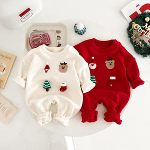 Tutina Natalizia <span class=keywords><strong>per</strong></span> Bebè con Applicazioni 3D a Cartoni Animati, Pagliaccetto a Maniche Lunghe in Morbido Pile Invernale <span class=keywords><strong>per</strong></span> <span class=keywords><strong>Neonati</strong></span> - Product Image 1