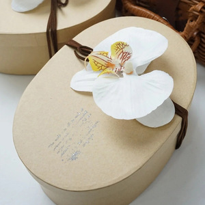 Oval Rigid Kraft <b>Paper</b> Gift Box with Bow and Ribbon Customizable Shape for Christmas Mothers Day and Birthday Gifts - Product Image 4