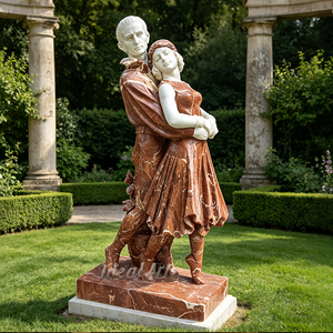 Statue de couple dansant en marbre sculpté à la main, taille réelle, bicolore, pour jardin extérieur - Product Image 1