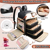 Sac à dos de rangement pliable en cuir PU imperméable, grande capacité, avec fermeture éclair, pour vernis à ongles, portable, pour l'extérieur, étui de rangement pour nail art 3