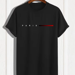 <span class=keywords><strong>T</strong></span>-<span class=keywords><strong>Shirt</strong></span> da uomo in cotone 100% estate ampia in stile <span class=keywords><strong>PARIS</strong></span> con scritta creativa girocollo Slim Fit a maniche corte in maglia da uomo - Product Image 1
