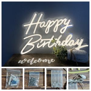 Acrylique Transparent personnalisé en usine "Joyeux anniversaire" signes lumineux délicats LED signes décoratifs pour la fête d'anniversaire - Product Image 5