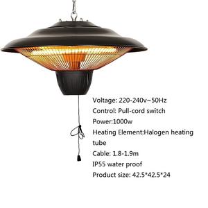 1500 Вт черный Потолочный инфракрасный обогреватель подключаемый Электрический гранулятор для Великобритании <span class=keywords><strong>IP55</strong></span> водонепроницаемый для беседки и патио - Product Image 6