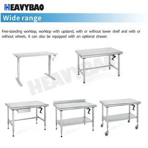 Heavybao Banco da Lavoro Portatile in Acciaio Inox <span class=keywords><strong>di</strong></span> Grado Alimentare con <span class=keywords><strong>Piano</strong></span> Regolabile, 4 Ruote con Freni e Ripiano Rimovibile per Uso in Cucine Commerciali - Product Image 3