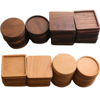 Sous-verres personnalisés classiques vintage écologiques réutilisables en bois de noyer et hêtre avec feutre, épaisseur 10 mm, style zen asiatique, diamètre 88 mm, pour la salle à manger