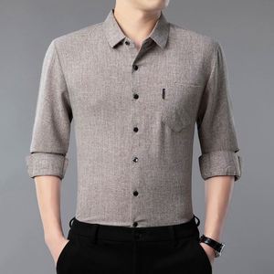 <span class=keywords><strong>Chemise</strong></span> en <span class=keywords><strong>lin</strong></span> à manches longues pour homme, printemps et automne, couleur unie, sans <span class=keywords><strong>repassage</strong></span>, style décontracté - Product Image 3