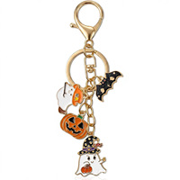 Breloques de sac Halloween tendance, porte-clés mignons Citrouille Chat Fantôme, pendentifs porte-clés en métal émaillé, accessoires pour sacs à main et sacs à dos