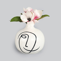 Vase à fleurs décoratif en céramique pour l'intérieur, fleurs artificielles avec vase pour la décoration de la maison