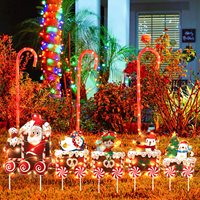 Signes de cour de Noël Train de Noël et piquets de cour de renne Décoration de pelouse Décoration de Noël géante pour décor de cour avant