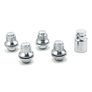น็อตล้อกันขโมย M12x1.5 เหล็กสีเงิน สำหรับล้อรถยนต์ ชุดอัพเกรด 4+1 - Product Image 1