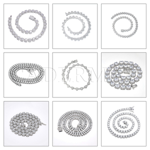 Cadermay Luxury Hip Hop Jewelry 925 Silver 3mm Corte redondo 2 filas Iced Out Collar de <span class=keywords><strong>tenis</strong></span> de moissanita personalizado <span class=keywords><strong>para</strong></span> rapero hombres - Product Image 6