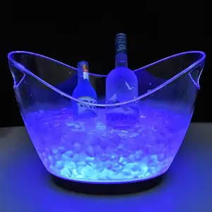 2024 Boat Shape Plastic Wall Blue Color Wine 2L Ice Bucket Champagne Ice Buckets Wine Cooler Chiller Tub