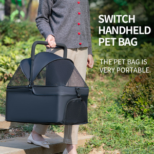 2025 शीर्ष विक्रेता प्रीमियम लक्जरी 4-पहिया डिचटेबल कुत्ते की बुगी उच्च गुणवत्ता वाले पालतू जानवर के लिए जुड़वां ट्रॉली वाहक के साथ - Product Image 4