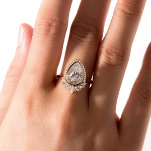 S925 스털링 실버 18K 금 도금 물방울 모양 모이사나이트 럭셔리 여성 웨딩 약혼 반지 4캐럿/8*<span class=keywords><strong>12mm</strong></span> GRA 선물 - Product Image 6