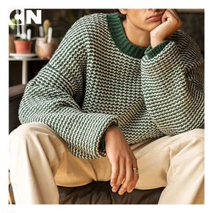 GRS Certification Sweater Manufacturer Custom logo <b>Men</b> Wool Blend Crew <b>Chunky</b> <b>Knit</b> <b>Cardigan</b> Breathable Winter Unisex - Product Image 4