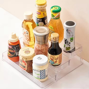 Organisateur d'épices en plastique transparent à 3 niveaux, étagère à épices escalonnée <span class=keywords><strong>pour</strong></span> comptoir de <span class=keywords><strong>cuisine</strong></span>, tiroir de placard, rangement des pots à épices, des <span class=keywords><strong>bouteilles</strong></span> d'assaisonnement - Product Image 2