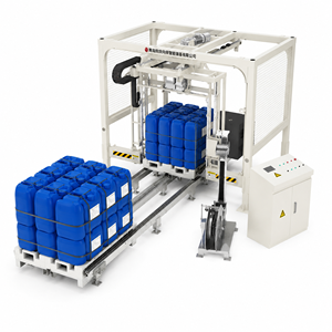 Machine de cerclage automatique personnalisable pour palettes, ligne d'emballage à la fin de ligne pour la livraison de fûts chimiques et de sacs en vrac - Product Image 3