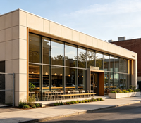 Restaurant préfabriqué haut de gamme à structure en acier, à un ou deux étages, avec intérieur personnalisé, pour la restauration en zone piétonne
