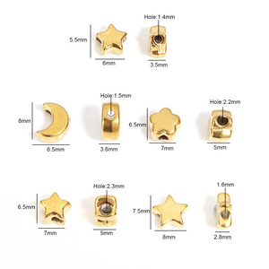 Cuentas espaciadoras de estrella y luna de acero inoxidable de 6 mm, 7 mm y 8 mm para la fabricación de pulseras, accesorios de joyería al por mayor - Product Image 3