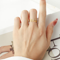 Bague unisexe minimaliste et élégante en verre, style Instagram Japon-Corée, double couche, incrustation de zircon