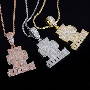 Iced Out <span class=keywords><strong>2</strong></span>-Tone Bling CZ Punk-Stil Schmuck Individuell Nur Gott kann mich beurteilen Brief Cool Anhänger - Product Image 4