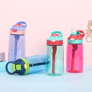 Bouteille d'eau en plastique transparent sans BPA de 500 ml avec paille, mignonne et géante, idéale pour l'école et les enfants, compatible eau bouillante - Product Image 1