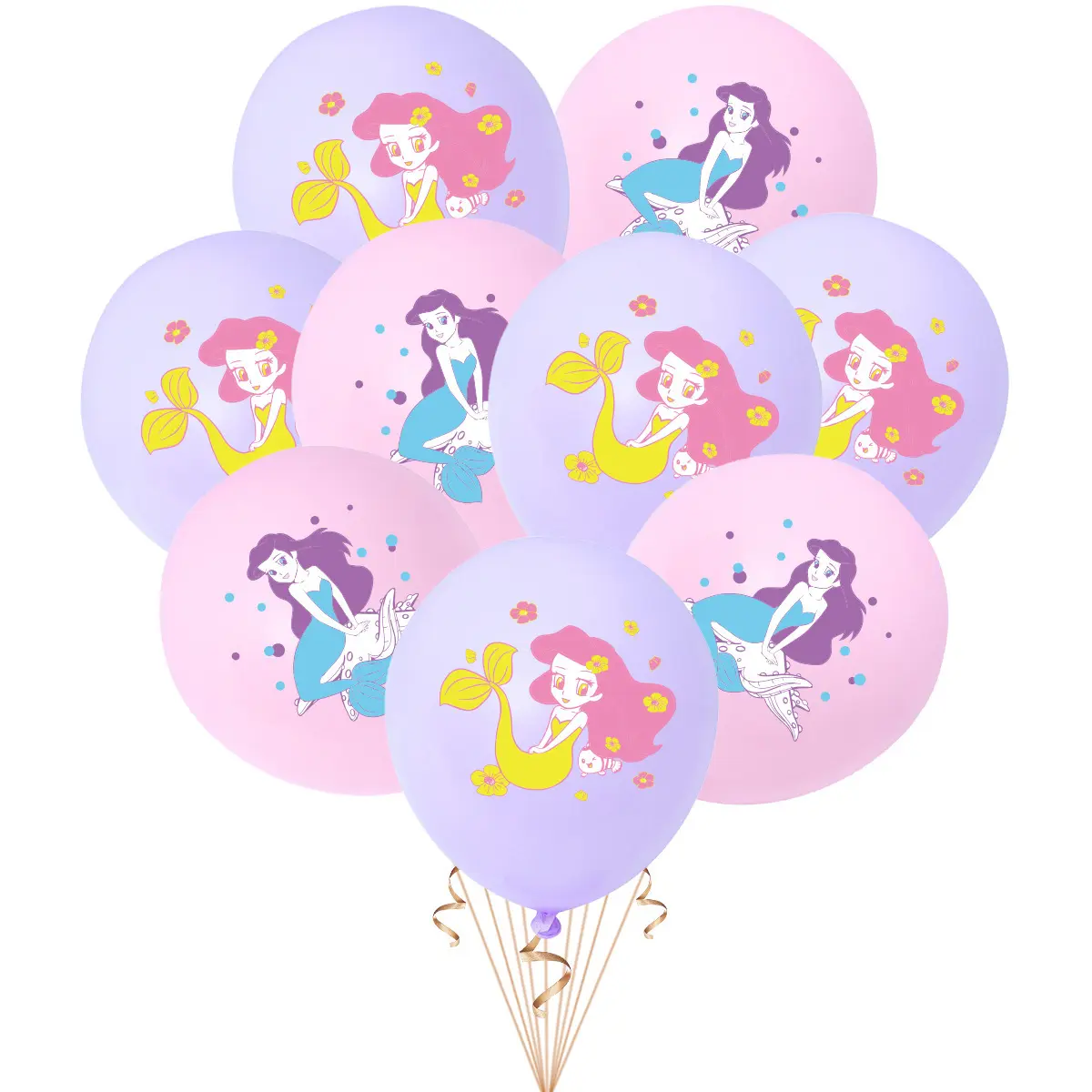 Printed Ocean Latex Pink Purple Marine Balloon Mermaid Party Decoration Supplies Balloons