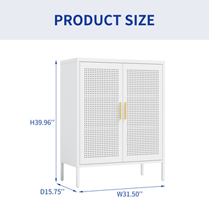 Metal Storage Cabinet 2 Doors 2 Adjustable <b>Shelves</b> Steel File Cabinet for Home Office - Product Image 2