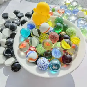 16mm Crystal Glass Marbles Manufacturer Handmade Swirl Inside Art Glass Marble 16mm Pebble Toy Skip Ball For Children Toys Games